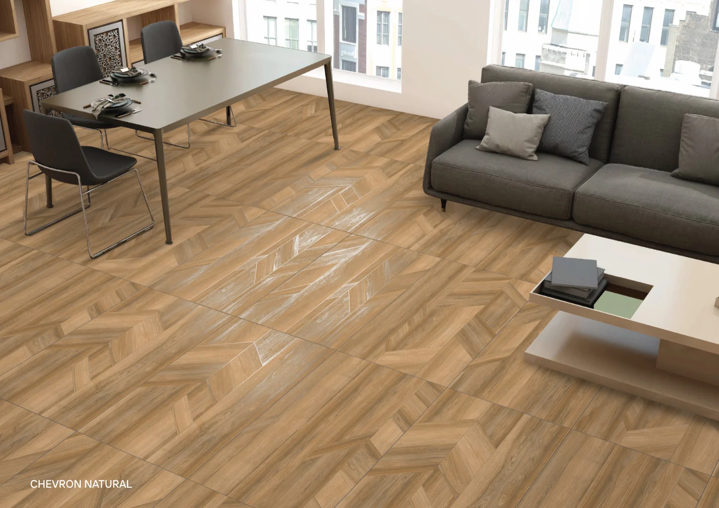 CHEVRON NATURAL — Room preview